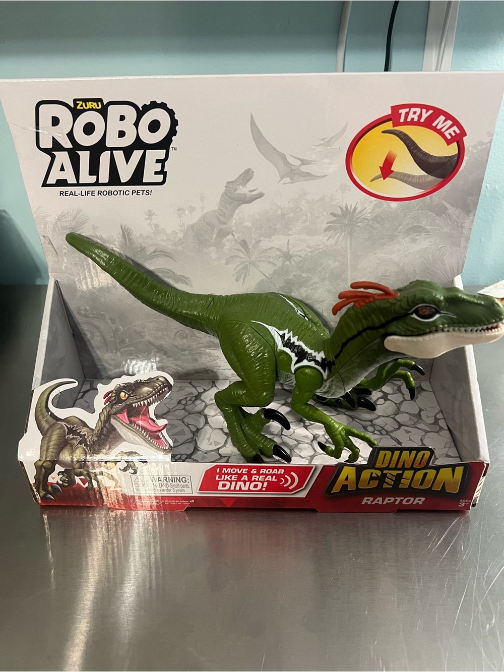New In Box  ZURU Robo Alive Green Raptor Dino Action Robotic Pet